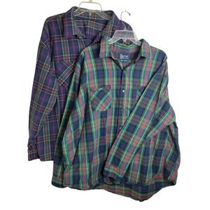 Vtg DeeCee Flannel Shirt Lot of 2 Plaid Big Man Workwear Multicolor‎ Mens 3X 2pc